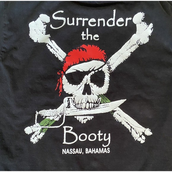 I Bahamas Other - I Bahamas Mens S Pirates Surrender the Booty Black Cotton Tshirt Nassau Souvenir
